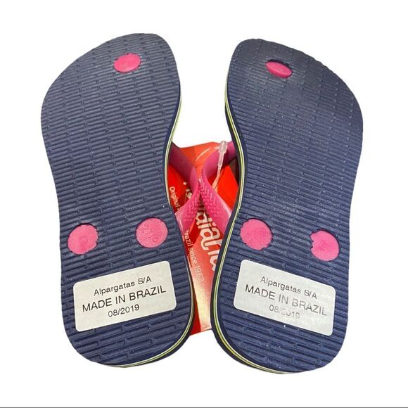 NEW Havaianas Slim Navy Blue Pink Flip Flop Sandals 11 12 11C 12C - Picture 4 of 4